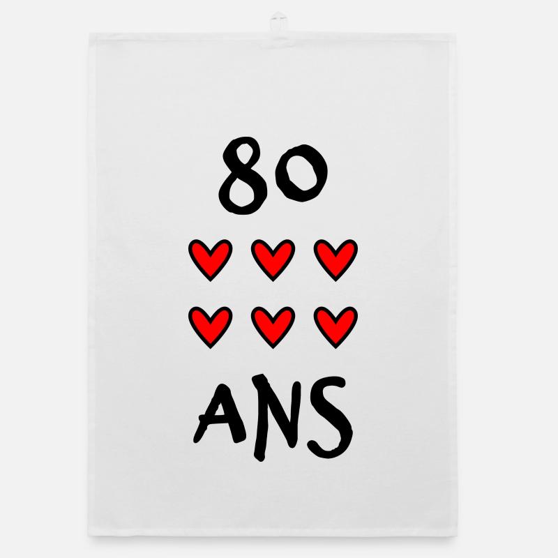 80. 80 ANS. 80e ANNIVERSAIRE. ANNIVERSAIRE 80 ANS. Torchon bio