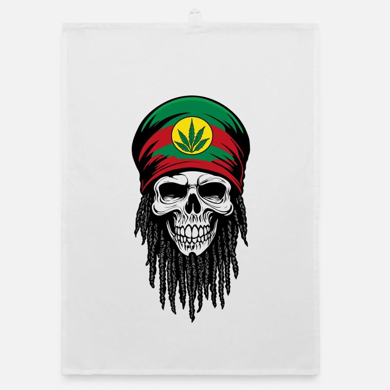 SKULL RASTA CAP Organic dish towel