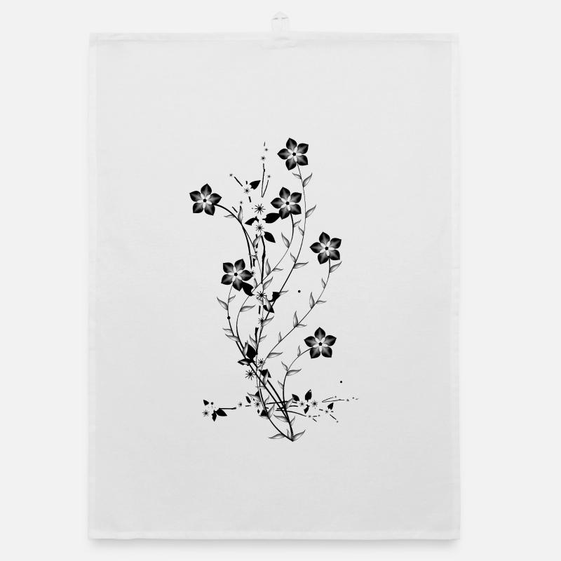 Flowers bursting with absolute contrast - Organic dish towel - white