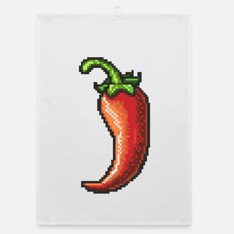 Pixel Chili Pepper Retro Gloss Torchon bio