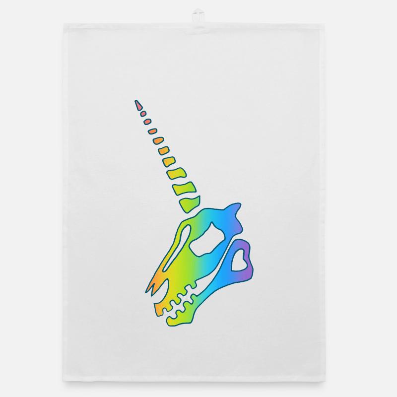 Rainbow Unicorn Skull Organic dish towel