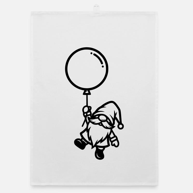 Wichtel mit Luftballon Silhouette Organic Geschirrtuch