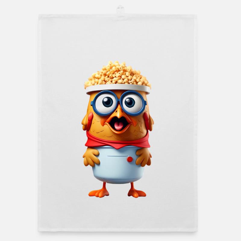 Popcorn Huhn mit Brille Organic Geschirrtuch