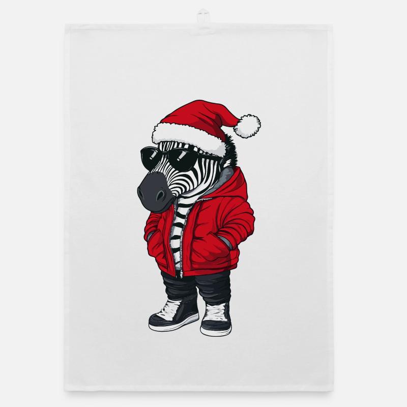 Zebra Christmas Winter Organic dish towel
