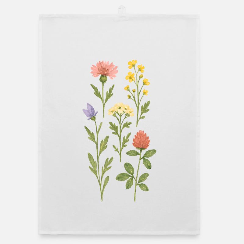 Wilde Blumen Aquarell-Design Organic Geschirrtuch