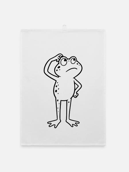 Verwirrter Frosch kratzt sich am Kopf - Organic Geschirrtuch - Weiß