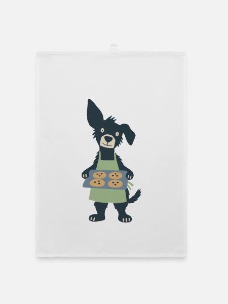 Süßer Backhund - Organic Geschirrtuch - Weiß
