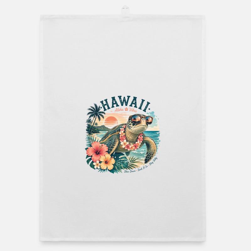 Hawaii Schildkröte mit Sonnenbrille Organic Geschirrtuch