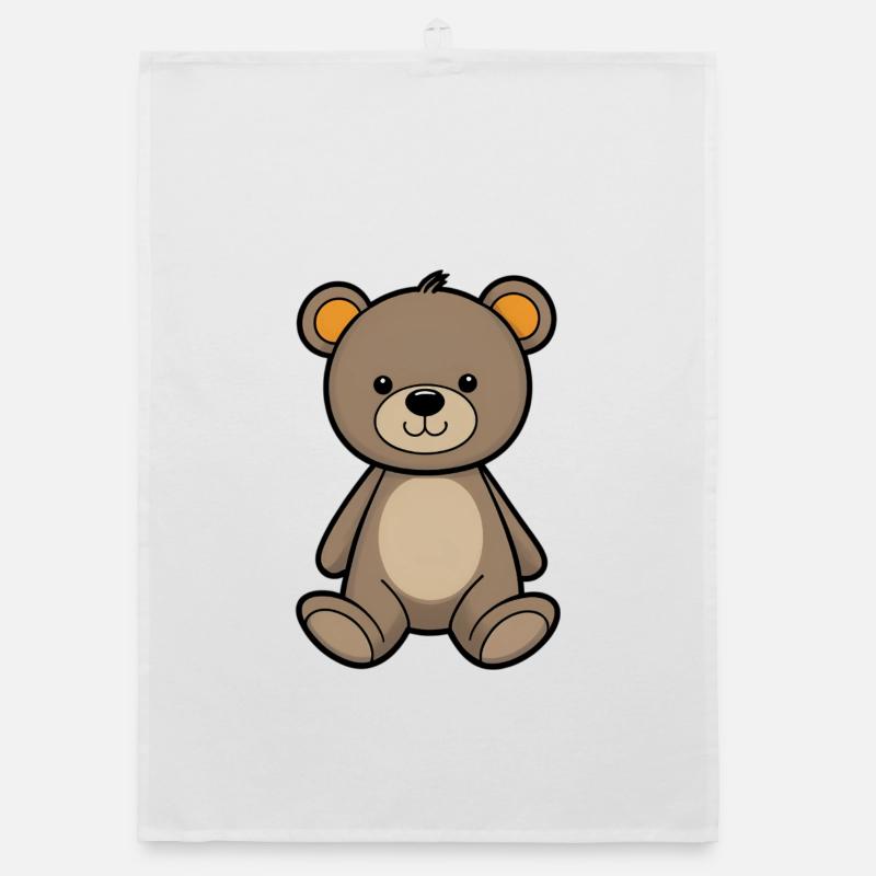 Cuddly Bear Illustration Velvet Brown Organic dish towel