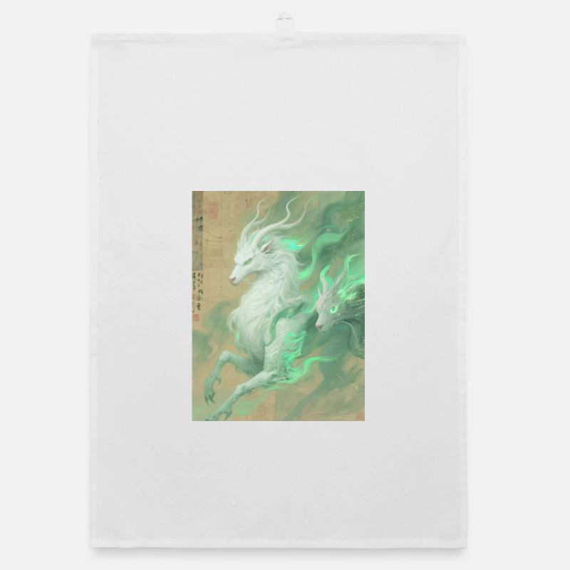 Bai Ze: The Celestial Guide - Harmony of Worlds Organic dish towel