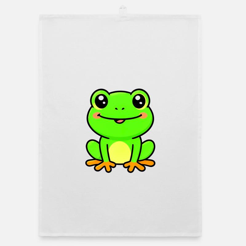 Bright Lime Frog Charm Organic dish towel
