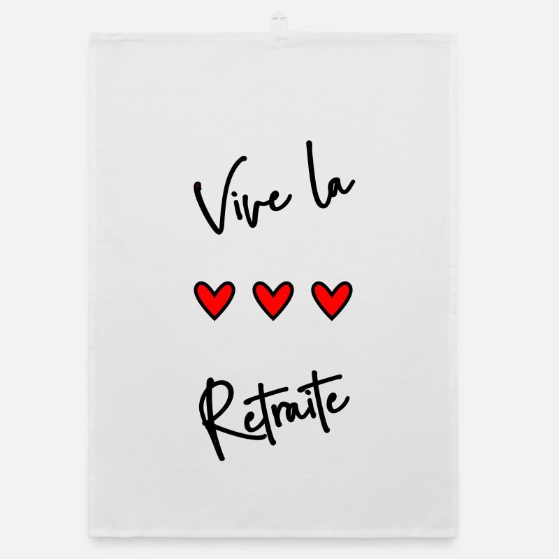 RETRAITE. BONNE RETRAITE. JOYEUSE RETRAITE - Torchon bio - blanc