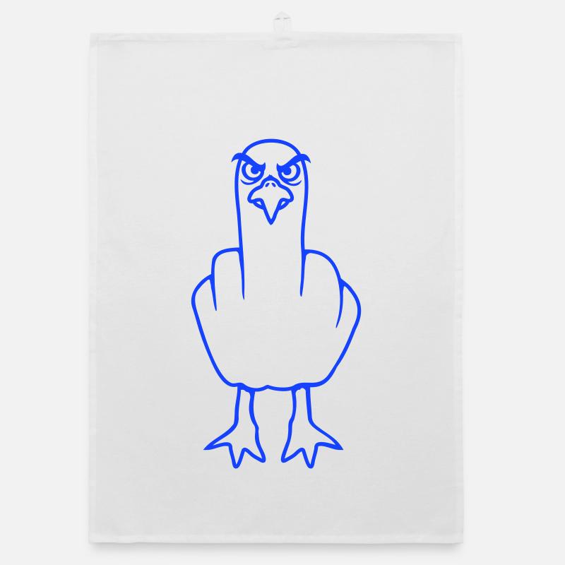 Seagull middle finger insult stinky finger naughty Organic dish towel