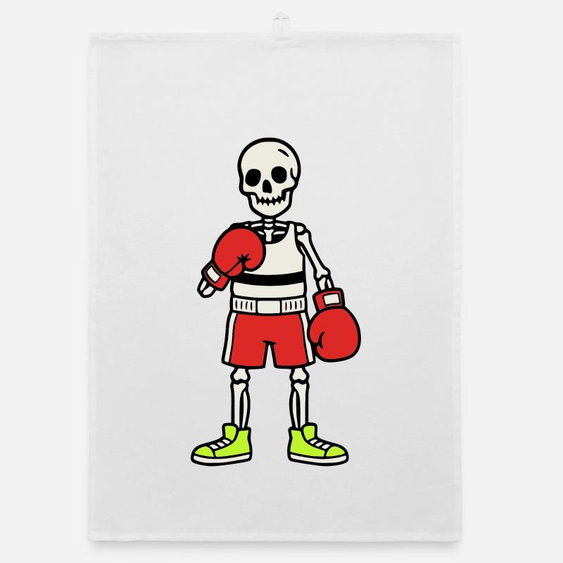 Boxeur squelette – Soirée de combat effrayant Torchon bio