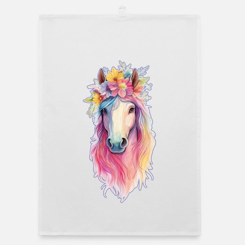 cheval coloré Torchon bio