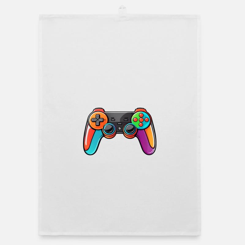 Gamepad Controller Farben Bunt - Organic Geschirrtuch - Weiß