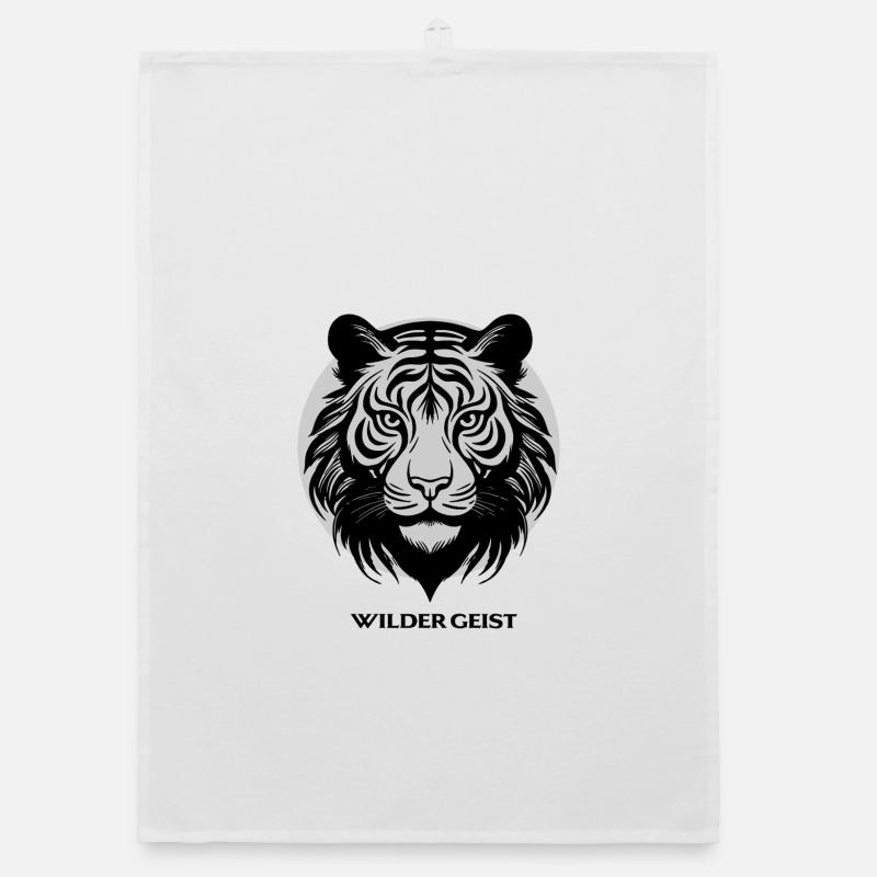 Tiger face in circle design Organic dish towel