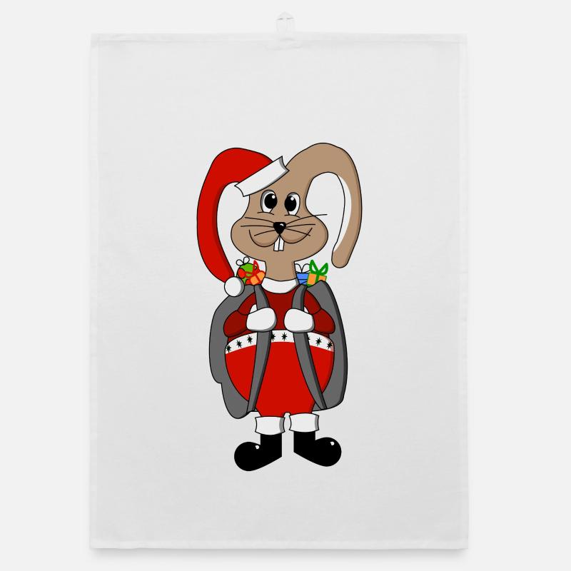 Christmas Bunny Organic dish towel