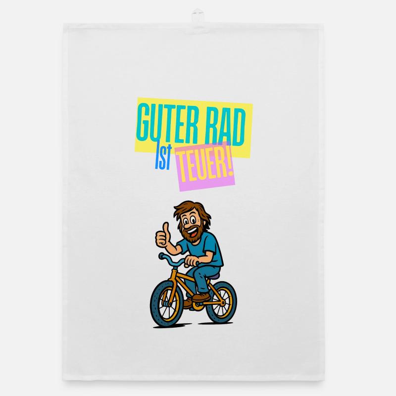 Good Wheel Expensive - Bicycle Humor Comic Organic dish towel