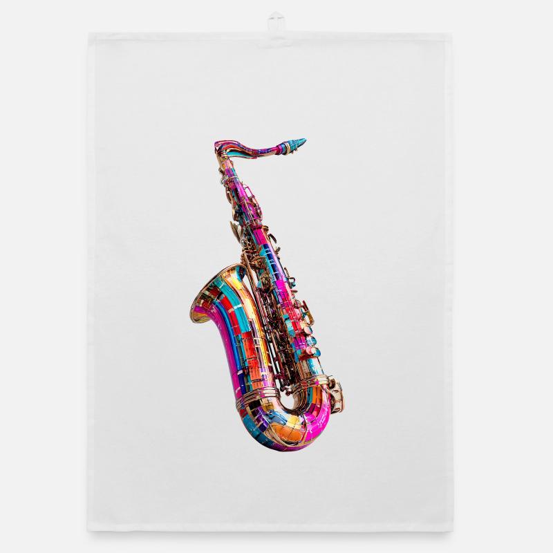 Design de saxophone coloré Torchon bio
