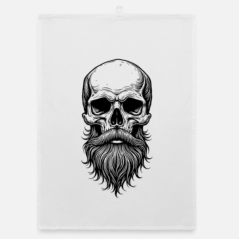 Skull mit Bart Organic Geschirrtuch