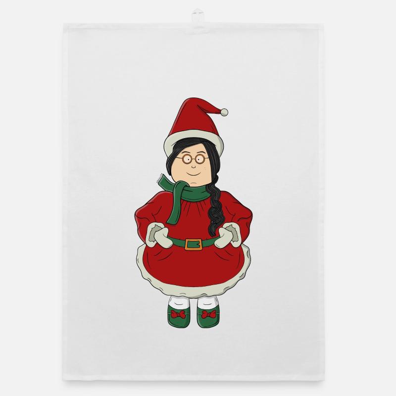 Weihnachtsmannmädchen im roten Kleid Organic Geschirrtuch