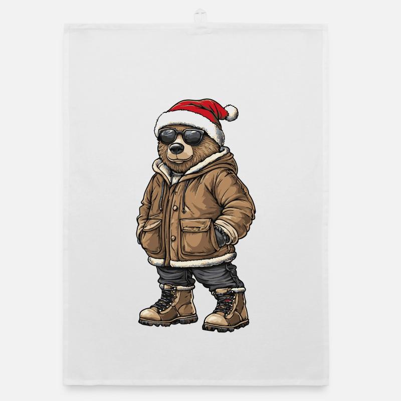 Bear Christmas Winter Organic dish towel