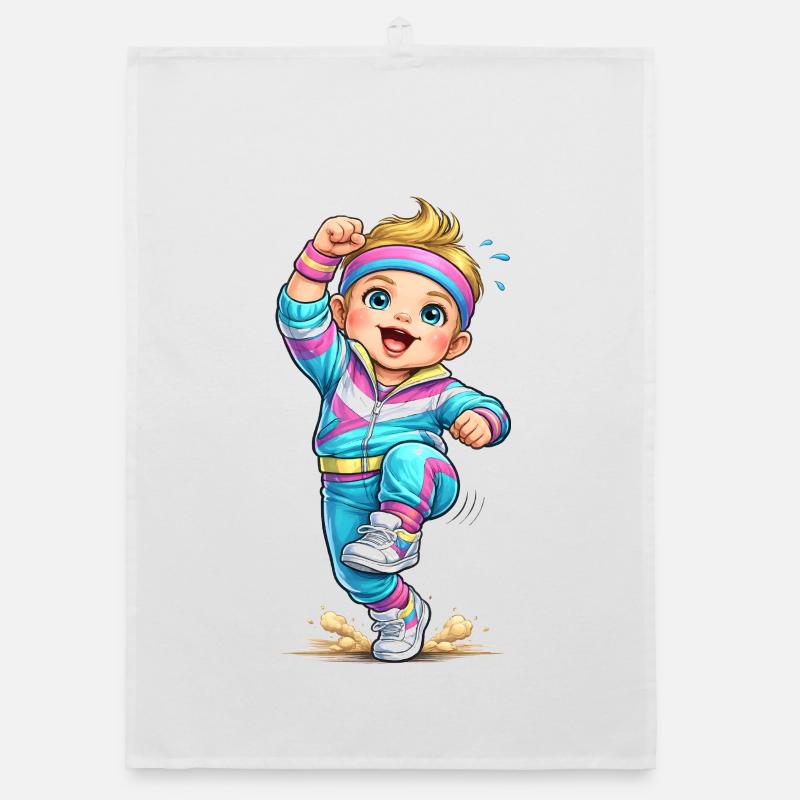 Enfant d’aérobic rétro joyeux Torchon bio