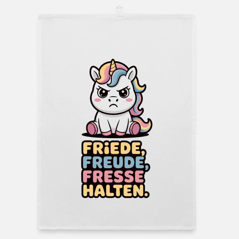 Süßes Einhorn Sarkasmus Spruch Fun Shirt - Organic Geschirrtuch - Weiß