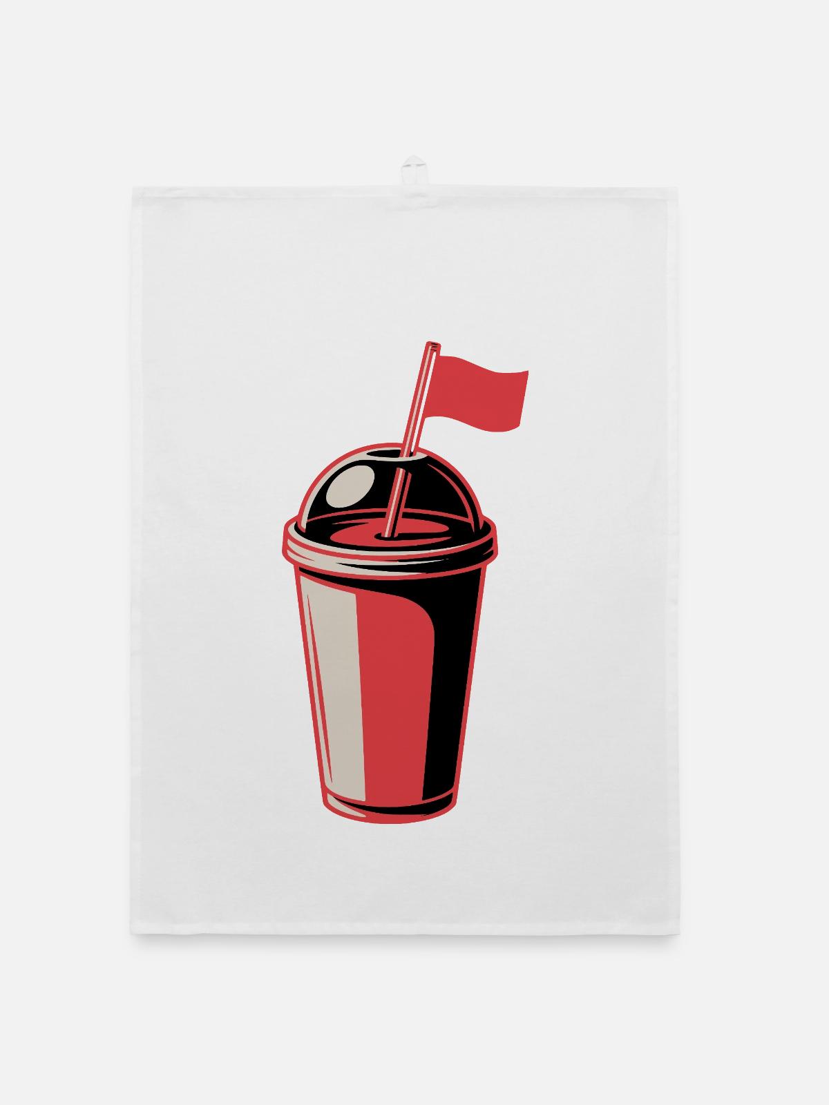 Red Flag Becher - Organic Geschirrtuch - Weiß - Vorne