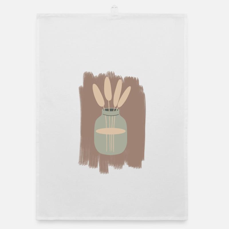 Vase mit Schilfrohr Minimal Organic Geschirrtuch