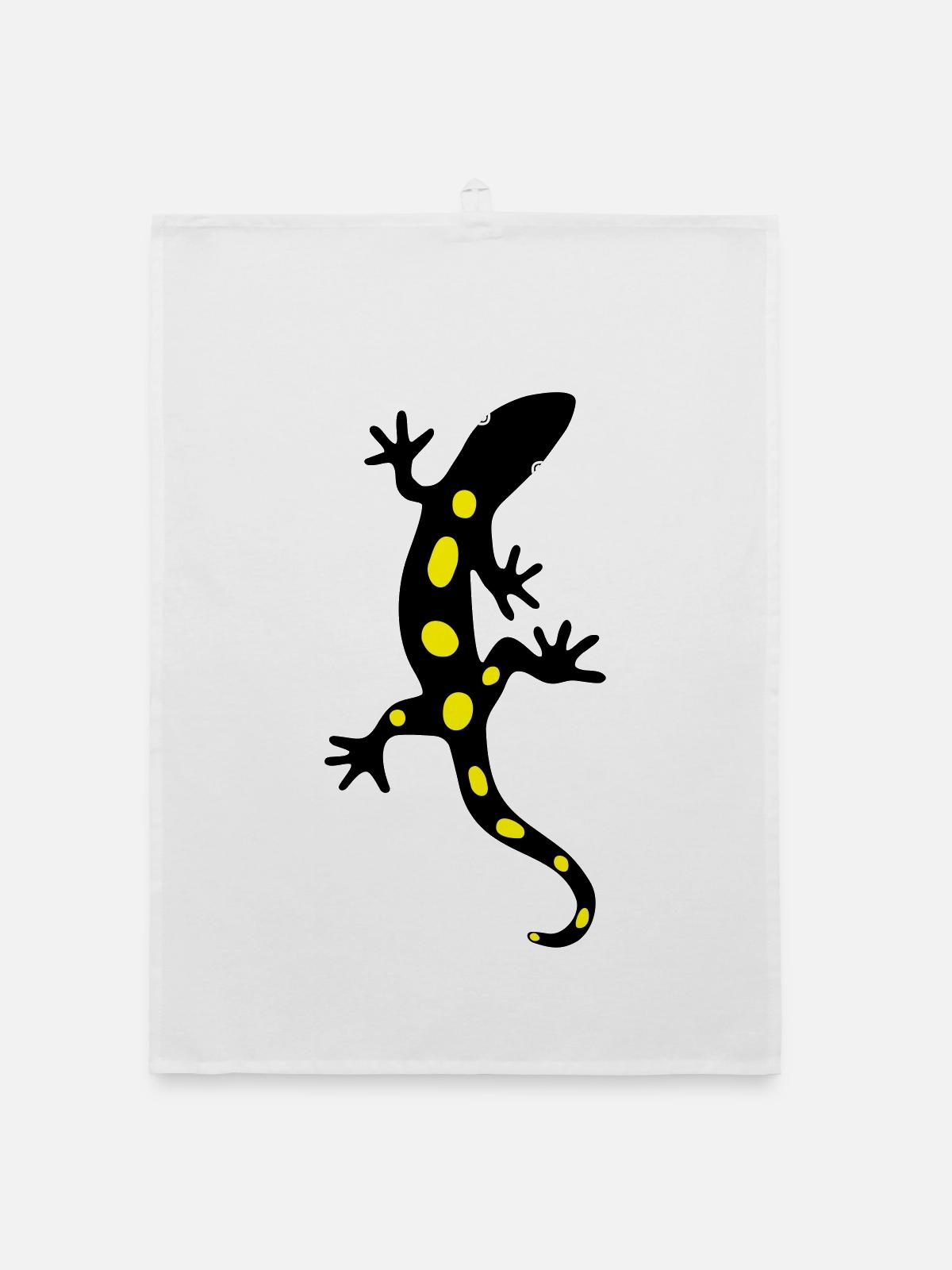 Eidechse Salamander Gecko Feuersalamander - Organic Geschirrtuch - Weiß - Vorne