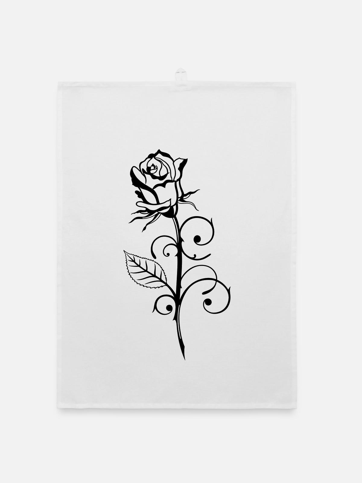 Rose amour, - Torchon bio - blanc - Devant
