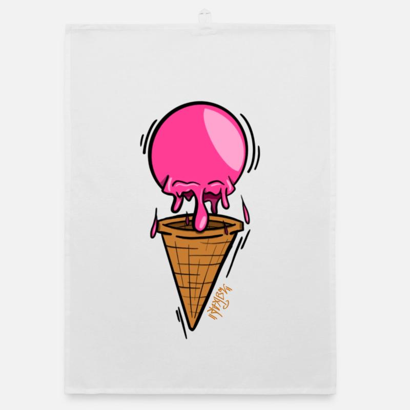 Rosa schmelzendes Eis am Waffelkegel Organic dish towel