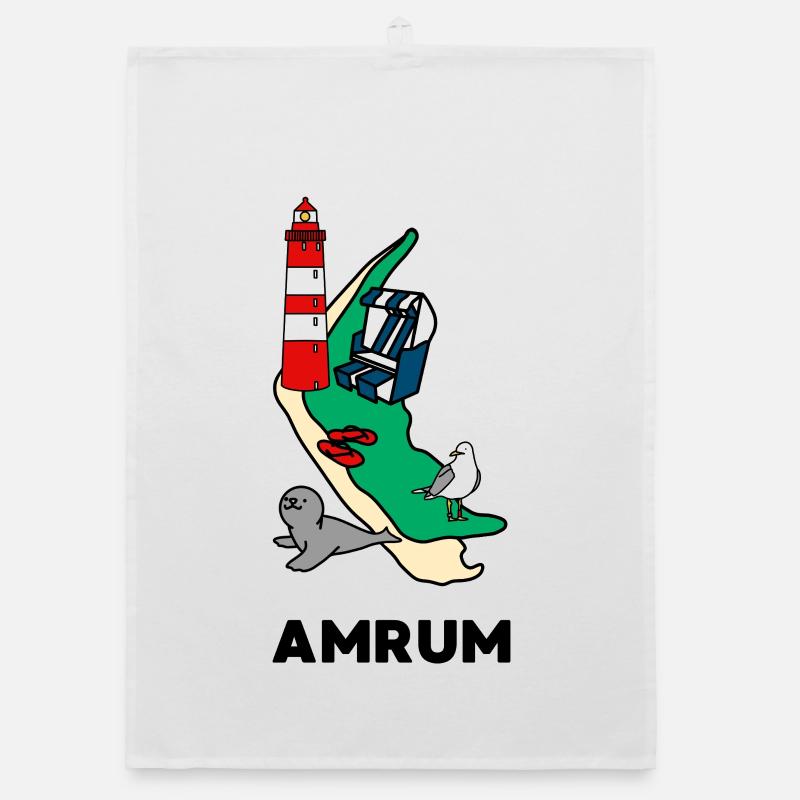 Amrum Nordsee Insel  - Organic Geschirrtuch - Weiß