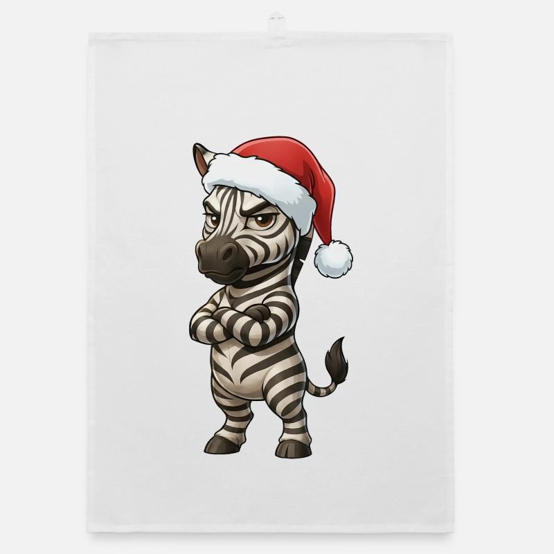 Annoyed Zebra Christmas Hat Grumpy Christmas Organic dish towel