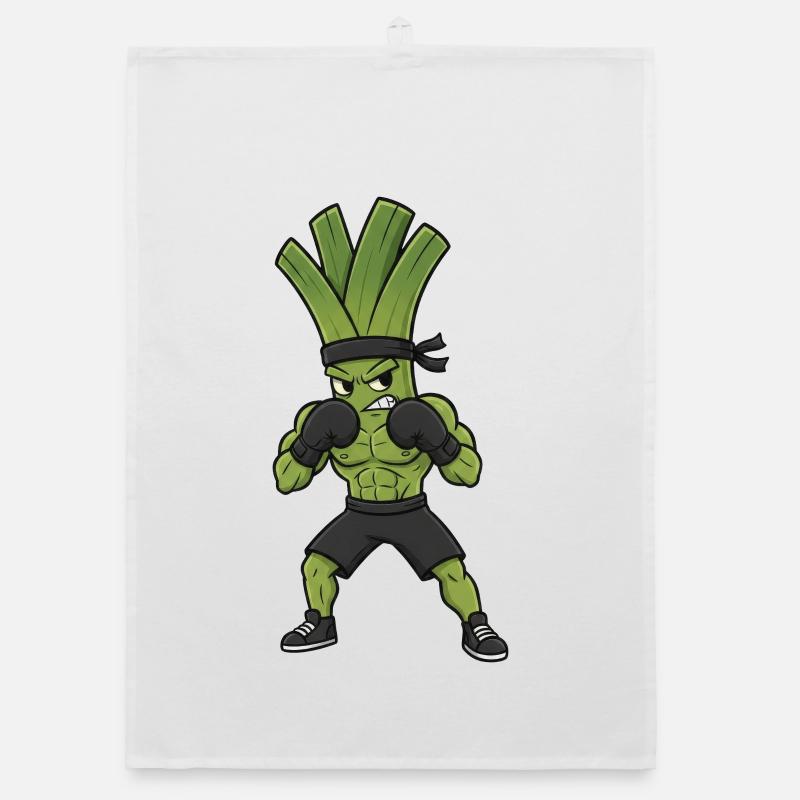 Leek Boxer Martial Arts Spring Onion Boxing Art Organic dish towel