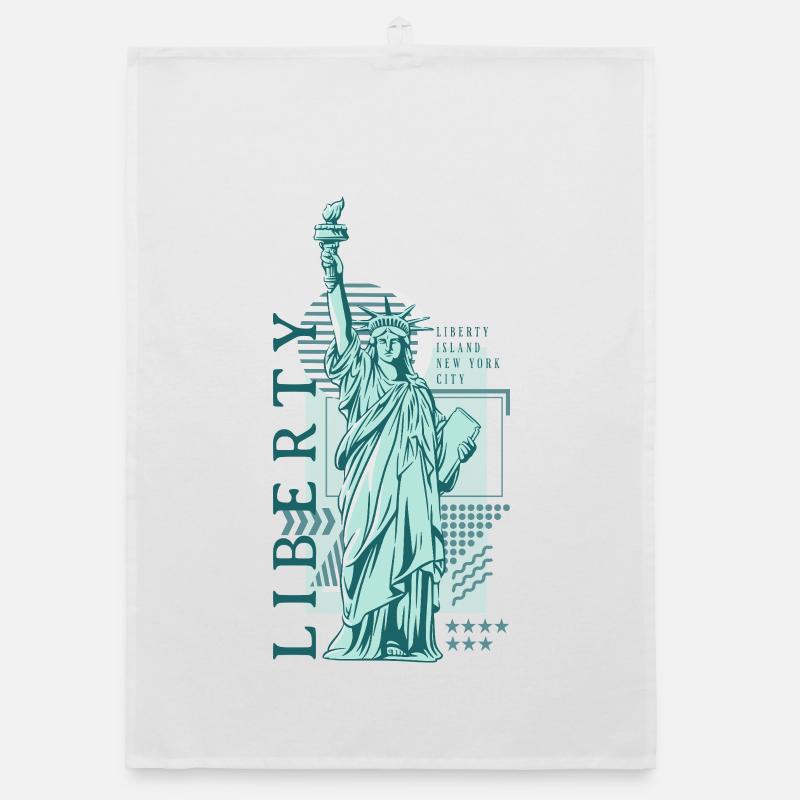 Liberté Bleu Vintage - Torchon bio - blanc