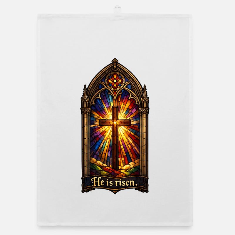 Resurrection He is Risen Easter Jesus Organic dish towel