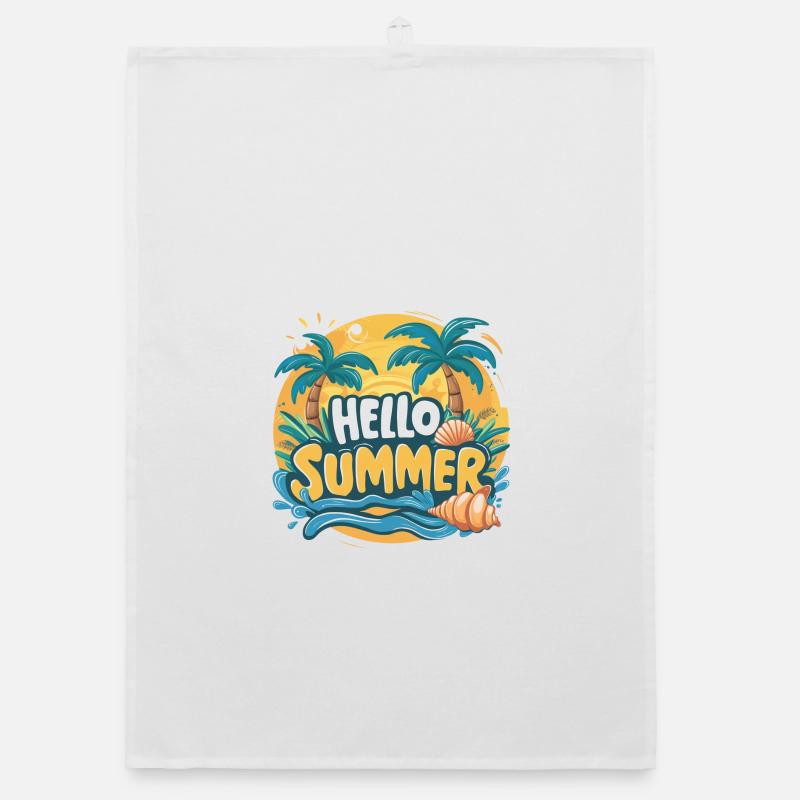 Dazzling elegance HELLO SUMMER Organic dish towel
