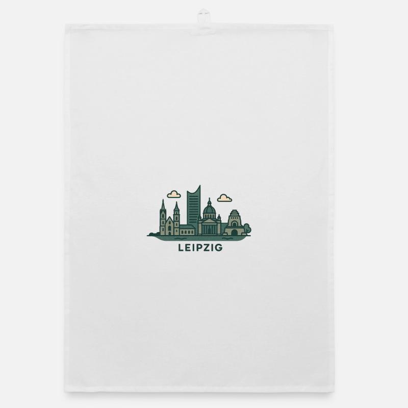 Leipzig Skyline  - Organic Geschirrtuch - Weiß