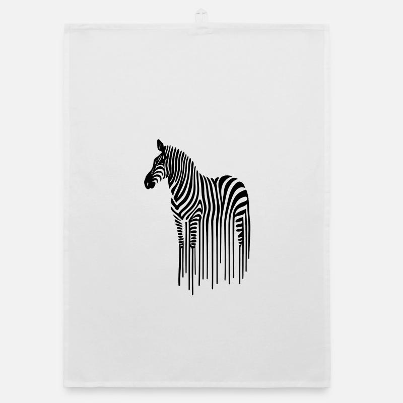 Zebra line art on black and white Organic dish towel