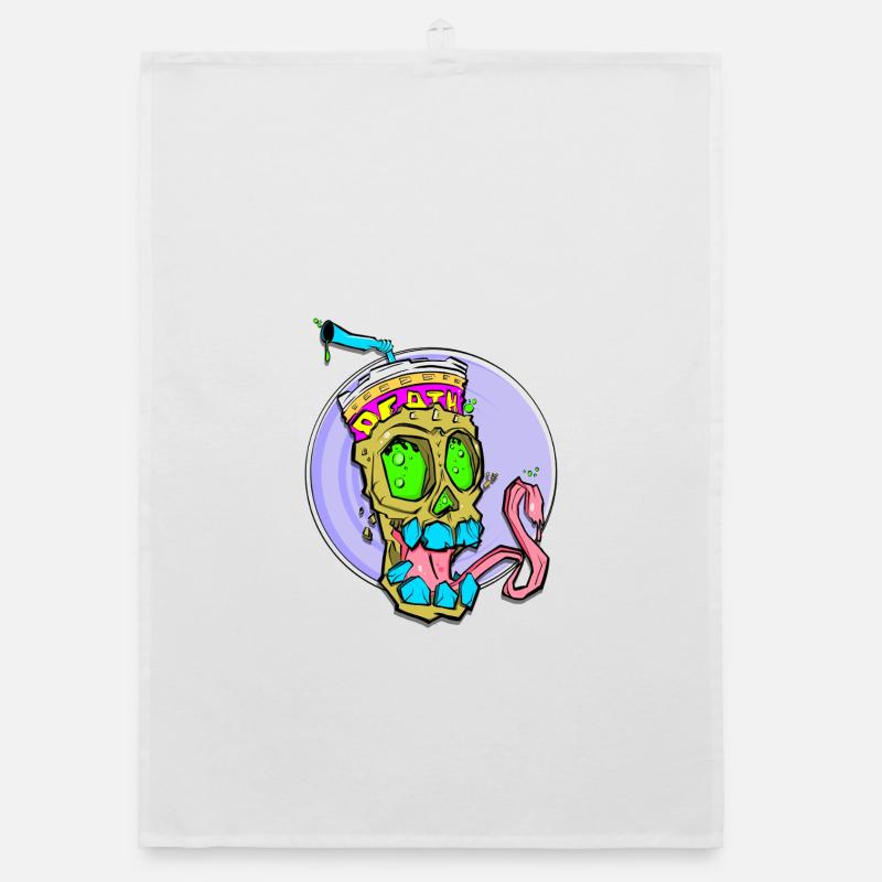 Neon Skull with Color Shock Organic dish towel