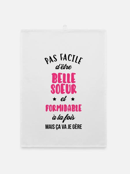 Belle Beau-Frère / Belle-Sœur / Beau Frere / Belle - Torchon bio - blanc - Devant