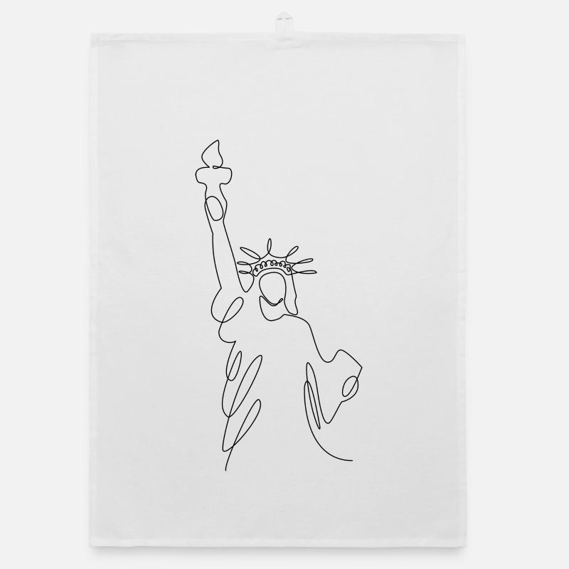 Freiheitsstatue Illustration Skizze - Organic Geschirrtuch - Weiß