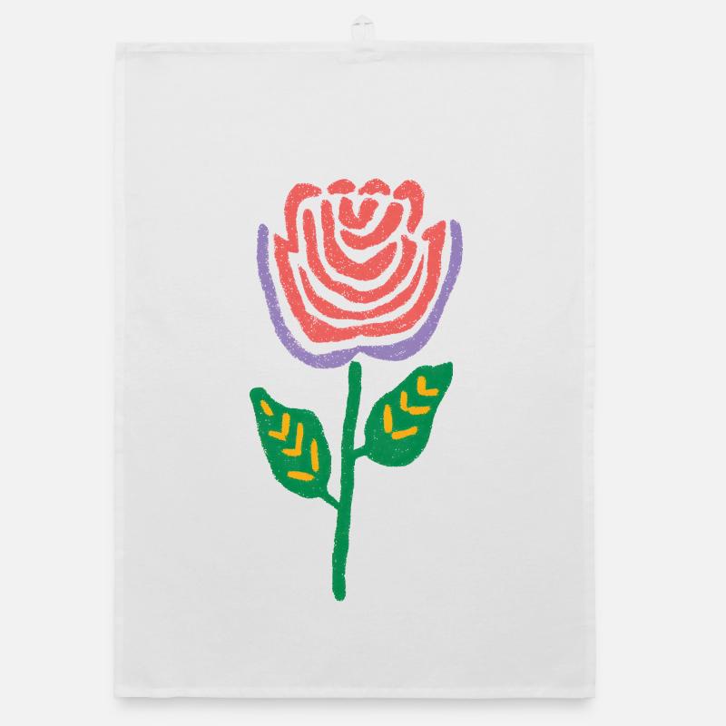 Rose Bloom Folk-Palette Organic Geschirrtuch