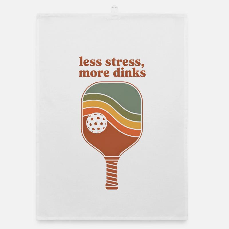 Less Stress More Dinks - Funny Pickleball Retro Organic dish towel