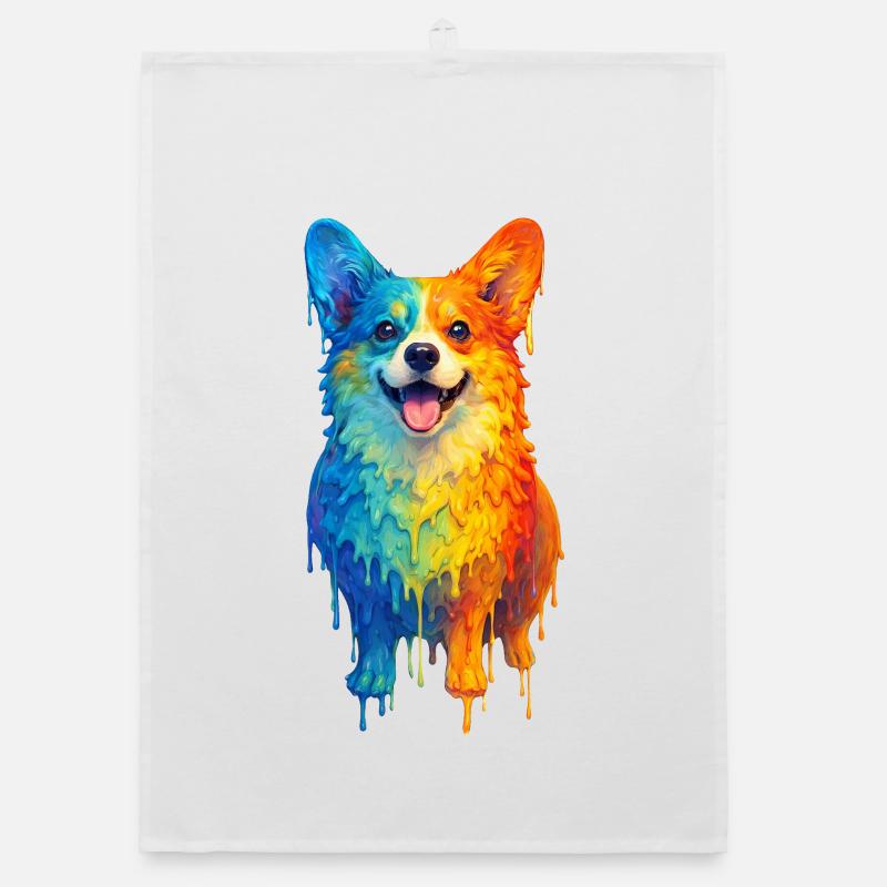 Corgi in bunten Farben Organic Geschirrtuch