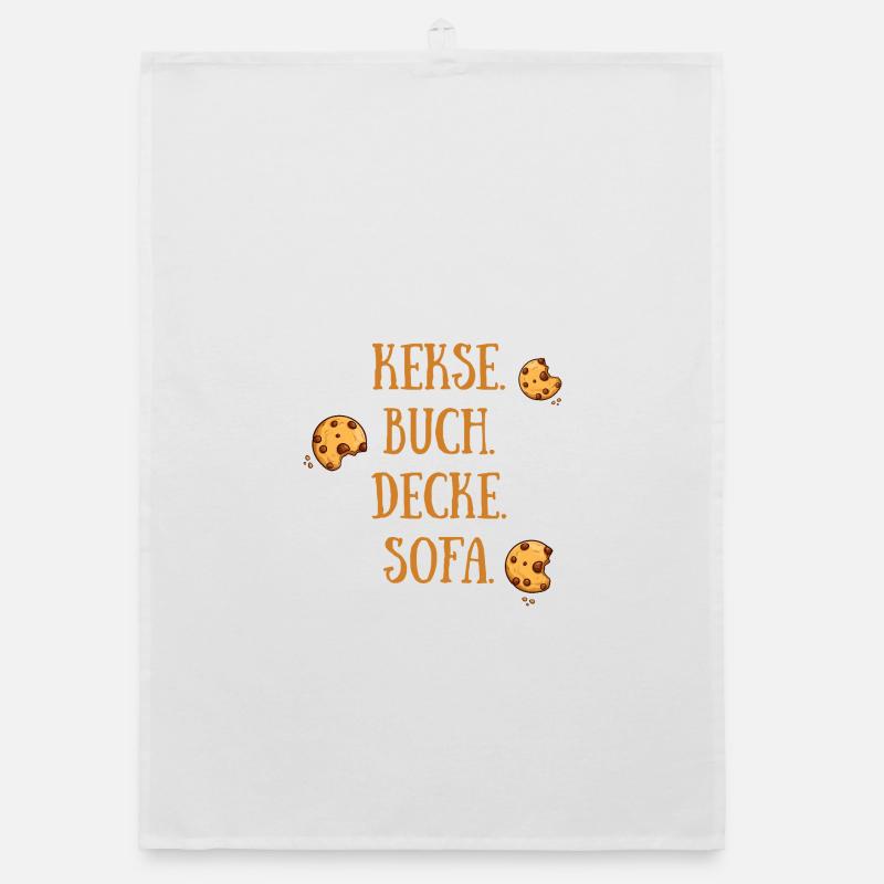 Kekse Buch Decke Sofa - Organic Geschirrtuch - Weiß