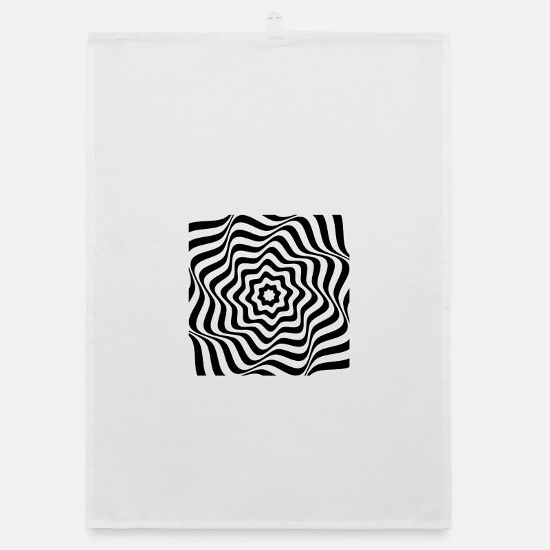 Hypnotic Black Spiral Pattern Organic dish towel